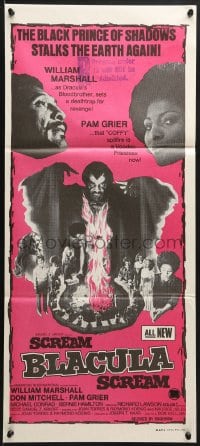 9c868 SCREAM BLACULA SCREAM Aust daybill 1973 image of black vampire William Marshall & Pam Grier!