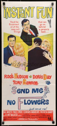 9c870 SEND ME NO FLOWERS Aust daybill 1964 art of Rock Hudson, Doris Day & Tony Randall!