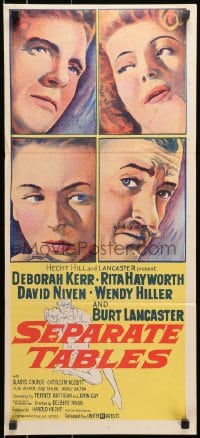 9c872 SEPARATE TABLES Aust daybill 1959 Burt Lancaster, Rita Hayworth, Deborah Kerr, David Niven!