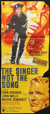 9c884 SINGER NOT THE SONG Aust daybill 1961 Dirk Bogarde, John Mills & beautiful Mylene Demongeot