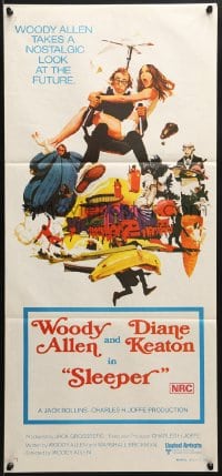 9c885 SLEEPER Aust daybill 1974 Woody Allen, Diane Keaton, wacky futuristic sci-fi comedy!