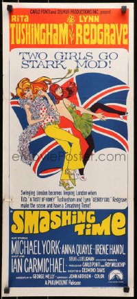 9c887 SMASHING TIME Aust daybill 1967 Rita Tushingham & Lynn Redgrave go mod in swinging London!