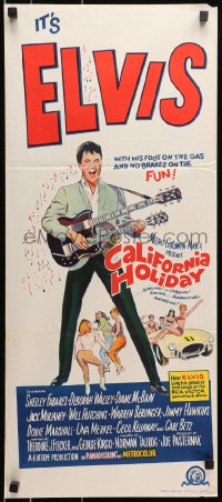 9c904 SPINOUT Aust daybill 1966 Elvis playing guitar, foot on the gas & no brakes on the fun!