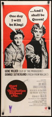 9c912 START THE REVOLUTION WITHOUT ME Aust daybill 1970 wacky image of Gene Wilder & Donald Sutherland!