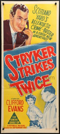 9c916 STRYKER STRIKES TWICE Aust daybill 1957 Scotland Yard's relentless crime-buster!