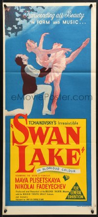9c920 SWAN LAKE Aust daybill 1960 Tschaikowsky, Russian Bolshoi Ballet musical, great image of dancers!