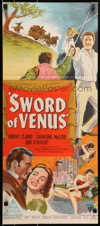 9c922 SWORD OF VENUS Aust daybill 1953 Robert Clarke as the Son of Monte Cristo, getting revenge!