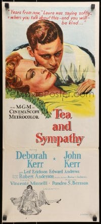 9c927 TEA & SYMPATHY Aust daybill 1956 great art of Deborah Kerr & John Kerr, classic tagline!