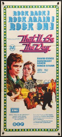 9c933 THAT'LL BE THE DAY Aust daybill 1973 art of rocker David Essex & Ringo Starr!