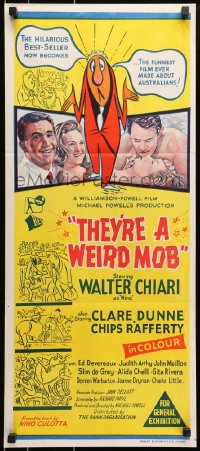 9c936 THEY'RE A WEIRD MOB Aust daybill 1966 Powell & Pressburger directed immigrant comedy!