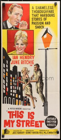 9c937 THIS IS MY STREET Aust daybill 1963 art of Ian Hendry & pretty June Ritchie by Chantrell!