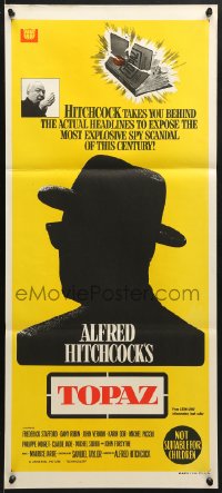 9c946 TOPAZ Aust daybill 1970 Alfred Hitchcock, John Forsythe, most explosive spy scandal!