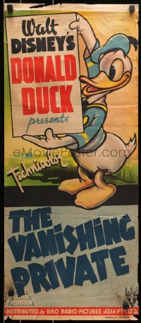 9c614 DONALD DUCK PRESENTS Aust daybill 1940s Walt Disney, RKO, The Vanishing Private!