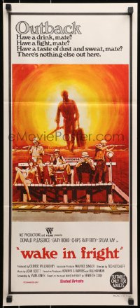 9c969 WAKE IN FRIGHT Aust daybill 1971 Ted Kotcheff Australian Outback creepy cult classic!