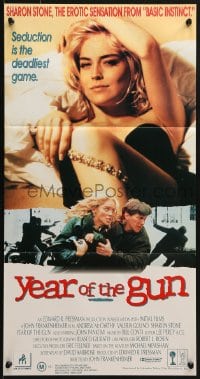 9c989 YEAR OF THE GUN Aust daybill 1992 Andrew McCarthy, Valeria Golino, sexy Sharon Stone!