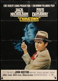 9c295 CHINATOWN German 1974 Roman Polanski directed classic, cool art of Nicholson by Amsel!