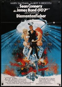 9c304 DIAMONDS ARE FOREVER German R1980s Sean Connery as James Bond 007 by Robert McGinnis!