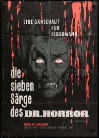 9c321 HOUSE ON HAUNTED HILL German R1965 different art of Dr. Horror Vincent Price by Hans Bruan!