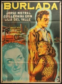 9c207 BURLADA Mexican poster 1951 romantic artwork of top stars by Juan Antonio Vargas Ocampo!