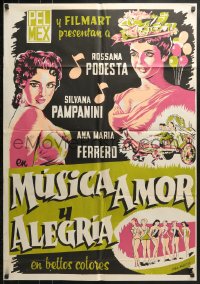 9c210 CANZONI DI TUTTA ITALIA export Mexican poster 1955 great artwork of sexy Podesta & Pampanini!