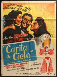 9c211 CARITA DE CIELO Mexican poster 1947 Juanino art of love triangle and sexy showgirl!