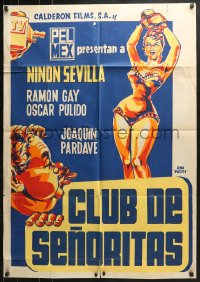 9c212 CLUB DE SENORITAS export Mexican poster 1956 Jeba Pucitef art of sexy woman with boxing gloves!