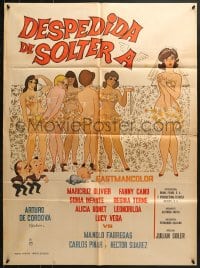 9c215 DESPEDIDA DE SOLTERA Mexican poster 1966 wacky and sexy artwork of many women!