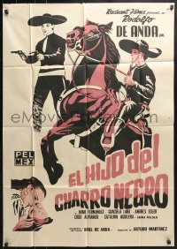 9c218 EL HIJO DEL CHARRO NEGRO export Mexican poster 1961 The Son of the Black Charro!
