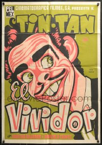 9c220 EL VIVIDOR export Mexican poster R1960s wonderful art of wacky Tin-Tan by Jeba Pucitef!