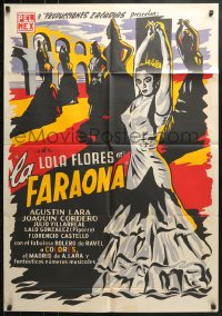 9c227 LA FARAONA export Mexican poster R1960s Rene Cardona, full-length art of sexy senoritas!