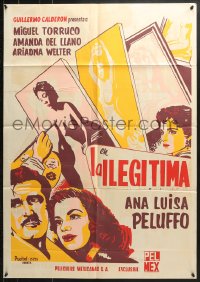 9c228 LA ILEGITIMA export Mexican poster 1956 Chano Urueta, wonderful top cast artwork!