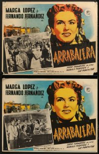 9c054 ARRABALERA 2 Mexican LCs 1951 Marga Lopez, Fernando Fernandez, great border art!