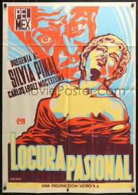 9c230 LOCURA PASIONAL export Mexican poster 1956 art of Mexican sexiest beauty Silvia Pinal!