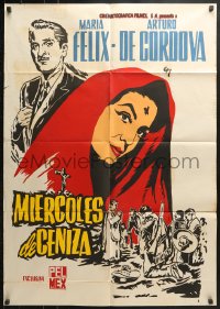 9c234 MIERCOLES DE CENIZA export Mexican poster 1958 Mendoza art of Maria Felix with Lent cross on head!