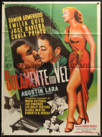9c245 SOLAMENTE UNA VEZ Mexican poster 1954 Ramon Armengod, great art of top cast!