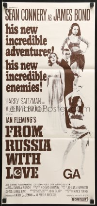 9c654 FROM RUSSIA WITH LOVE New Zealand daybill R1960s Connery as Fleming's James Bond 007 is back!