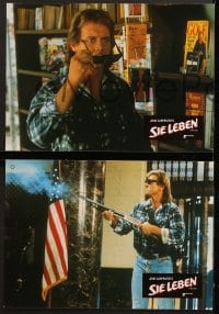 9c097 THEY LIVE 8 German LCs 1989 Rowdy Roddy Piper, John Carpenter, he's all out of bubblegum!