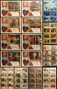 9d173 LOT OF 64 LOBBY CARDS 1950s complete sets of cards from 8 different movies!