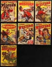 9d384 LOT OF 7 WESTERN PULP MAGAZINES 1940s-1950s filled with cool cowboy images & stories!