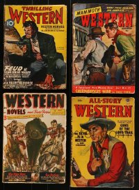 9d403 LOT OF 4 WESTERN PULP MAGAZINES 1940s-1950s filled with cool cowboy images & stories!