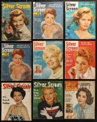 9d374 LOT OF 9 SILVER SCREEN MOVIE MAGAZINES 1940s-1960s filled with great images & articles!