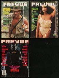 9d415 LOT OF 3 PREVUE MOVIE MAGAZINES 1980s filled with great images & articles!