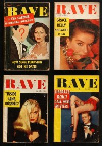 9d407 LOT OF 4 RAVE MAGAZINES 1954-1955 filled with great images & articles!