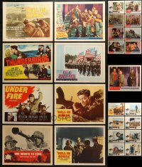 9d200 LOT OF 25 LOBBY CARDS FROM WAR RELATED MOVIES 1950s-1960s cool scenes from military movies!