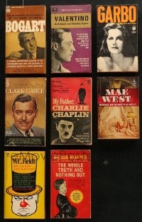 9d317 LOT OF 8 ACTOR/ACTRESS BIOGRAPHY PAPERBACK BOOKS 1950s-1960s Bogart, Garbo, Chaplin!