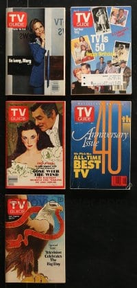 9d392 LOT OF 5 TV GUIDE MAGAZINES 1970s-1990s filled with great images & articles!