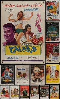 9d433 LOT OF 18 FORMERLY FOLDED EGYPTIAN POSTERS 1960s-1970s a variety of movie images!