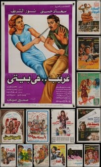9d434 LOT OF 17 FORMERLY FOLDED EGYPTIAN POSTERS 1960s-1970s a variety of movie images!