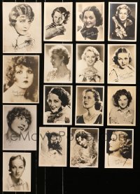 9d290 LOT OF 16 1920S-30S FEMALE FAN PHOTOS 1920s-1930s portraits with facsimile signatures!