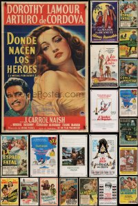 9d111 LOT OF 44 FOLDED SPANISH LANGUAGE ONE-SHEETS 1950s-1970s images from a variety of movies!